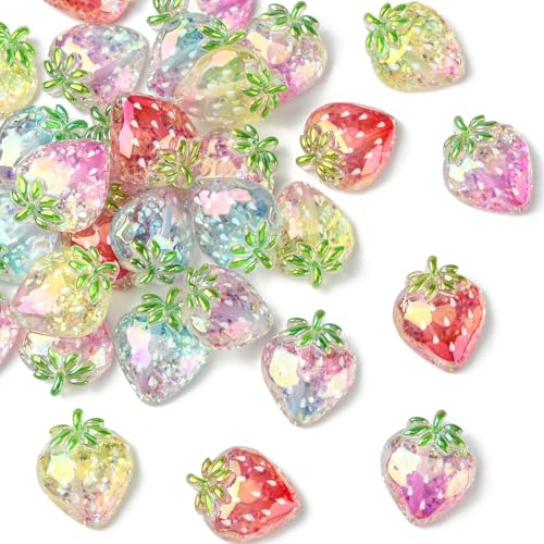 KitBeads 30 Stück zufällige Harz-Erdbeerperlen, irisierende Früchte, transparent, Farbverlauf, Erdbeerperlen für Schmuckherstellung, Armbänder, Basteln, Großpackung KitBeads 30 Stück zufällige Harz-Erdbeerperlen, irisierende Früchte, transparent, Farbverlauf, Erdbeerperlen für Schmuckherstellung, Armbänder, Basteln, Großpackung von KitBeads