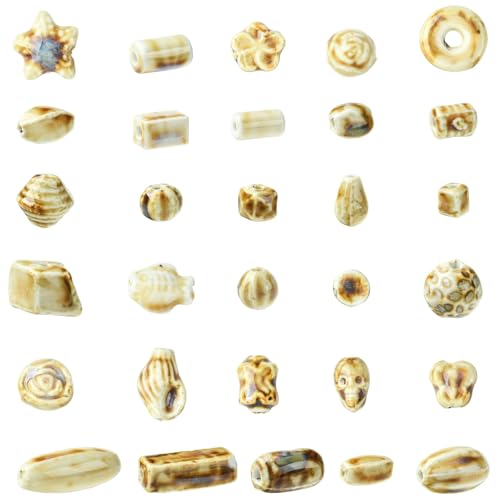 KitBeads 30 Stück zufällige runde Porzellanperlen in Sternform, Blumen-Perlen, antiker Kaffeeton, sortierte Keramikperlen für Schmuckherstellung, Armbänder, Basteln KitBeads 30 Stück zufällige runde Porzellanperlen in Sternform, Blumen-Perlen, antiker Kaffeeton, sortierte Keramikperlen für Schmuckherstellung, Armbänder, Basteln von KitBeads