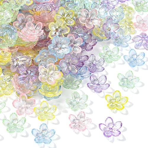 KitBeads 300 Stück zufällige Acryl-Blumen-Perlenkappen, transparent, bunt, kleine florale Perlen, 5-Petal, Trompete, Blumen-Perlen-Endkappen für Schmuckherstellung, Großpackung KitBeads 300 Stück zufällige Acryl-Blumen-Perlenkappen, transparent, bunt, kleine florale Perlen, 5-Petal, Trompete, Blumen-Perlen-Endkappen für Schmuckherstellung, Großpackung von KitBeads