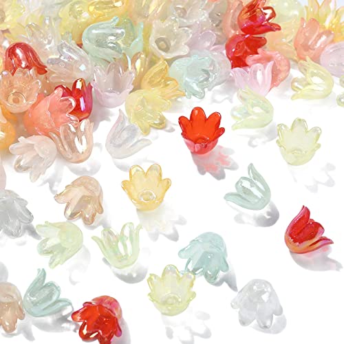 KitBeads 300 Stück zufällige Acryl-Blumen-Perlenkappen bunte schillernde Ttumpet-Perlen Mini Floral Kawaii Glocke Blume Perlen für Schmuckherstellung Bulk KitBeads 300 Stück zufällige Acryl-Blumen-Perlenkappen bunte schillernde Ttumpet-Perlen Mini Floral Kawaii Glocke Blume Perlen für Schmuckherstellung Bulk von KitBeads