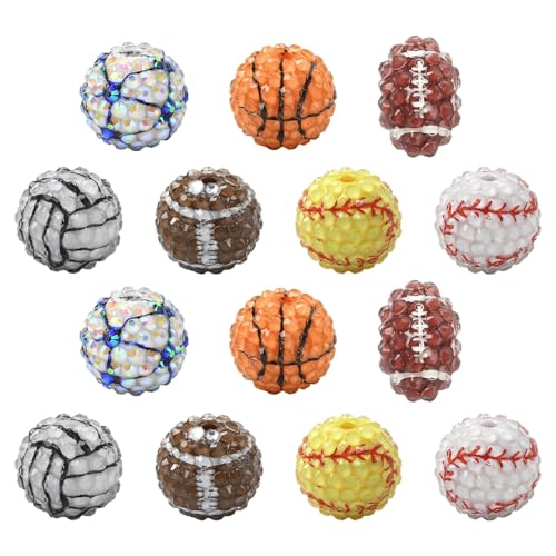 KitBeads 35 Stück Basketball-, Rugby-, Volleyball-Perlen, 7 Stile, Strass, klobige Kugeln, Acryl, Sportperlen für Schmuckherstellung, Armbänder, Schlüsselanhänger, Basteln KitBeads 35 Stück Basketball-, Rugby-, Volleyball-Perlen, 7 Stile, Strass, klobige Kugeln, Acryl, Sportperlen für Schmuckherstellung, Armbänder, Schlüsselanhänger, Basteln von KitBeads