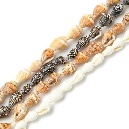KitBeads 4 Stränge Natürliche Muschelperlen Stränge 4 Farben Süßwasser Ozean Strand Muschelperlen für Schmuckherstellung Armbänder Halsketten Handwerk von KitBeads