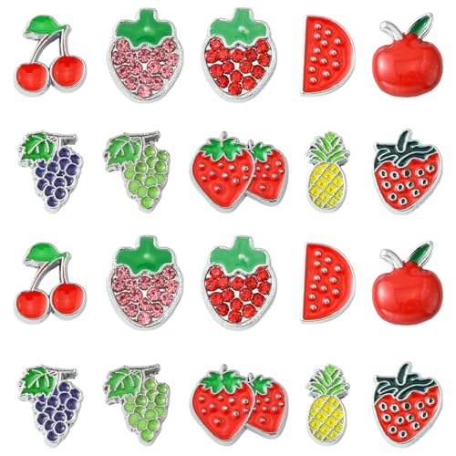 KitBeads 40 Stück 10 Stile Emaille Obst Perlen Süße Strass Erdbeere Kirsche Traube Apfel Perlen für Armbänder Schmuckherstellung Halsketten Handwerk Bulk von KitBeads