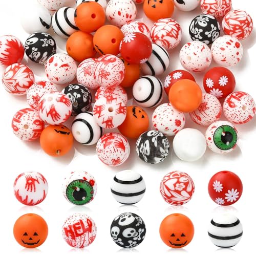 KitBeads 50 Stück 15 mm zufällige Halloween-Silikonperlen Augapfel Kürbis runde Perlen blutige Handabdruckperlen für Schlüsselanhänger, Schmuckherstellung, Stifte, Großpackung KitBeads 50 Stück 15 mm zufällige Halloween-Silikonperlen Augapfel Kürbis runde Perlen blutige Handabdruckperlen für Schlüsselanhänger, Schmuckherstellung, Stifte, Großpackung von KitBeads