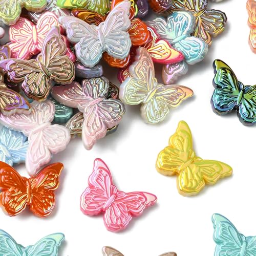 KitBeads 50 Stück 30 mm große Schmetterlings-Perlen mit Farbverlauf, UV-beschichtet, Acryl-Schmetterlinge, Perlen für Armbänder, Halsketten, Ohrringe, Stifte, Schmuckherstellung, Handwerk von KitBeads