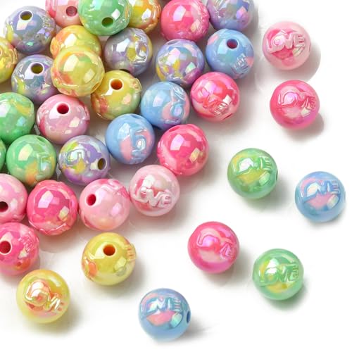 KitBeads 50 Stück zufällige 15 mm Acrylperlen mit großen Buchstaben "Love", klobige Perlen für Armbänder, Halsketten, Ohrringe, Schmuckherstellung, Handwerk, Großpackung von KitBeads