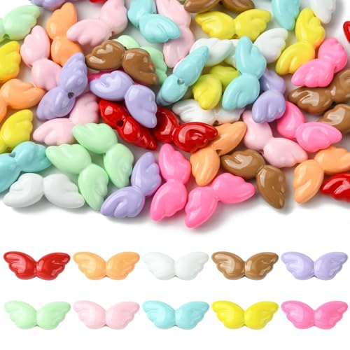 KitBeads 50 Stück zufällige Acryl-Engelsflügel-Perlen, vertikales Loch, bunt, kleine niedliche Flügelperlen für Schmuckherstellung, Ohrringe, Halsketten, Basteln KitBeads 50 Stück zufällige Acryl-Engelsflügel-Perlen, vertikales Loch, bunt, kleine niedliche Flügelperlen für Schmuckherstellung, Ohrringe, Halsketten, Basteln von KitBeads