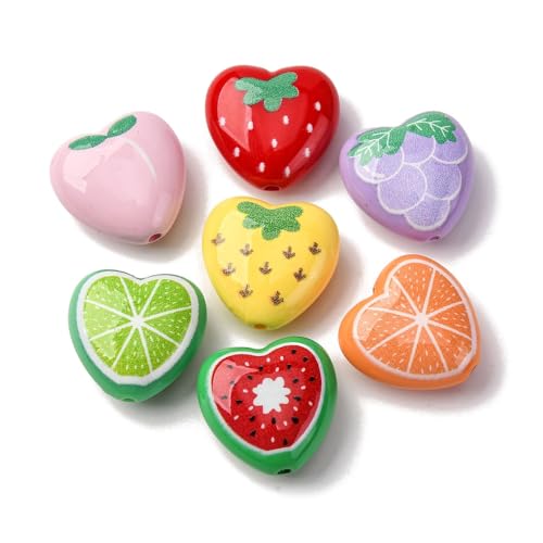 KitBeads 50 Stück zufällige herzförmige Obstperlen aus Acryl, Pfirsich, Zitrone, Wassermelone, Erdbeere, Perlen für Schmuckherstellung, Armbänder, Halsketten, Basteln KitBeads 50 Stück zufällige herzförmige Obstperlen aus Acryl, Pfirsich, Zitrone, Wassermelone, Erdbeere, Perlen für Schmuckherstellung, Armbänder, Halsketten, Basteln von KitBeads