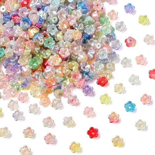 KitBeads 500 Stück zufällige Blumen-Perlenkappen, bunte Glocken-Endkappe, Mini-Lilien-Perlen für Schmuckherstellung, Armbänder, Halsketten, Handwerk, Großpackung von KitBeads