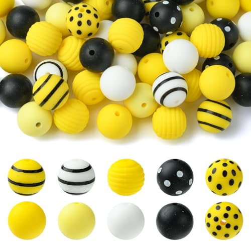 KitBeads 70 Stück zufällige 15 mm gelbe Silikonperlen, runde Fokusperlen, Gummi-Punkte, Druck-Bienenperlen für Schlüsselanhänger, Schmuckherstellung, Stifte, Armbänder, Basteln KitBeads 70 Stück zufällige 15 mm gelbe Silikonperlen, runde Fokusperlen, Gummi-Punkte, Druck-Bienenperlen für Schlüsselanhänger, Schmuckherstellung, Stifte, Armbänder, Basteln von KitBeads