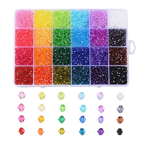 KitBeads 7896 Stück 4 mm gemischte Farben, transparente Doppelkegel-Perlen, Acryl, facettierte Fassperlen, klare Doppelkegel, lose Perlen für Schmuckherstellung, Armbänder von KitBeads
