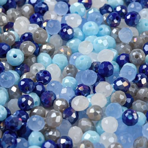 KitBeads 820 Stück zufällige 4 mm blaue facettierte Rondelle-Perlen, gemischter blauer Ton, runde Briolette-Glas-Rocailles-Perlen für Armbänder, Halsketten, Ohrringe, Basteln KitBeads 820 Stück zufällige 4 mm blaue facettierte Rondelle-Perlen, gemischter blauer Ton, runde Briolette-Glas-Rocailles-Perlen für Armbänder, Halsketten, Ohrringe, Basteln von KitBeads