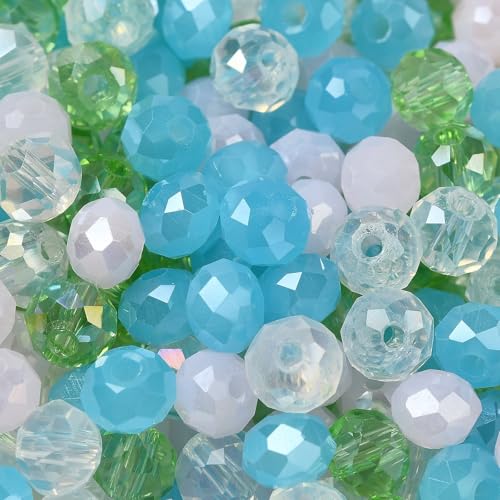 KitBeads 820 Stück zufällige 4 mm facettierte Rondelle-Perlen, gemischte Grün-Blau-Ton, Briolette-Glas-Rocailles-Perlen für Armbänder, Halsketten, Ohrringe, Basteln KitBeads 820 Stück zufällige 4 mm facettierte Rondelle-Perlen, gemischte Grün-Blau-Ton, Briolette-Glas-Rocailles-Perlen für Armbänder, Halsketten, Ohrringe, Basteln von KitBeads