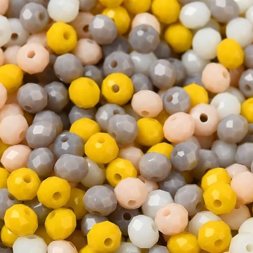 KitBeads 820 Stück zufällige 4 mm gelbe facettierte Rondelle-Perlen, gemischte gelbe runde Briolette-Glasperlen für Armbänder, Halsketten, Ohrringe, Basteln KitBeads 820 Stück zufällige 4 mm gelbe facettierte Rondelle-Perlen, gemischte gelbe runde Briolette-Glasperlen für Armbänder, Halsketten, Ohrringe, Basteln von KitBeads