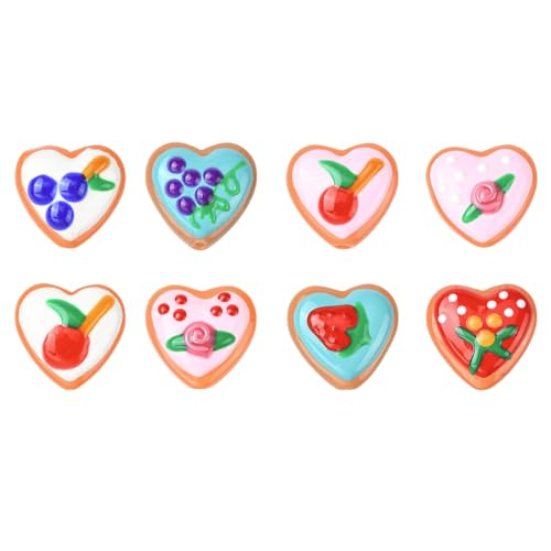 KitBeads 9 Herzen mit Obstperlen, Lampwork-Glas, bedruckt, Trauben, Kirsche, Erdbeere, Perlen für Schmuckherstellung, Armbänder, Halsketten, Bastelarbeiten von KitBeads
