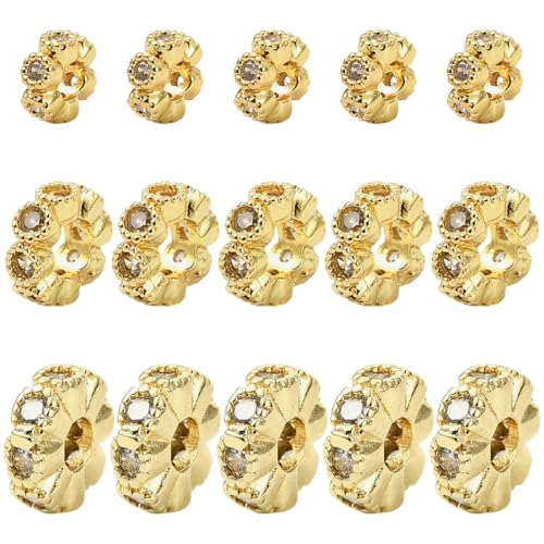KitBeads Abstandshalter aus Messing, vergoldet, Zirkonia, flach, rund, Abstandshalter für Schmuckherstellung, Armbänder, Halsketten, Ohrringe, Basteln, 15 Stück KitBeads Abstandshalter aus Messing, vergoldet, Zirkonia, flach, rund, Abstandshalter für Schmuckherstellung, Armbänder, Halsketten, Ohrringe, Basteln, 15 Stück von KitBeads