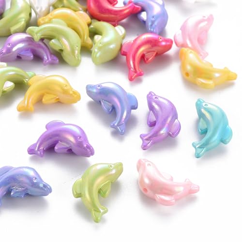KitBeads Delfin-Perlen, zufällige Acryl-Perlen, blickdicht, Meeresfisch, Ozean, Tierperlen für Schmuckherstellung, Armbänder, Halsketten, Handwerk, Großpackung von KitBeads