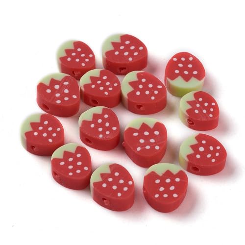 KitBeads Erdbeerperlen aus Polymerton, handgefertigt, rote Früchte, für Schmuckherstellung, Armbänder, Halsketten, Sommerpartys, Basteln, Großpackung, 50 Stück KitBeads Erdbeerperlen aus Polymerton, handgefertigt, rote Früchte, für Schmuckherstellung, Armbänder, Halsketten, Sommerpartys, Basteln, Großpackung, 50 Stück von KitBeads