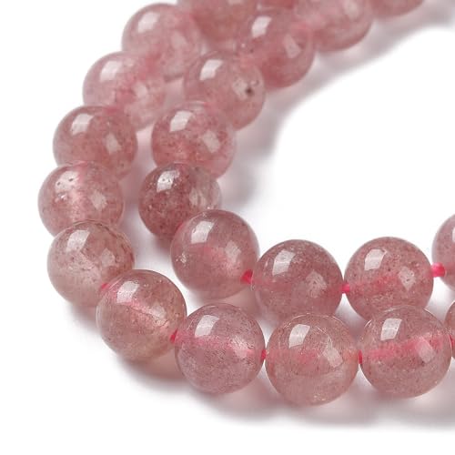 KitBeads Erdbeerquarz-Perlen, 8 mm, natürlicher Edelstein, rosa Kristallperlen für Schmuckherstellung, Armbänder, Halsketten, Bastelarbeiten, 43 Stück von KitBeads