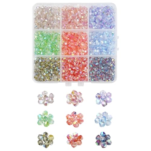 KitBeads Facettierte Glasperlen, Doppelkegel, 9 Farben, transparent, galvanisiert, runde Rondelle-Perlen für Schmuckherstellung, Armbänder, Ohrringe, Halsketten, 1080 Stück KitBeads Facettierte Glasperlen, Doppelkegel, 9 Farben, transparent, galvanisiert, runde Rondelle-Perlen für Schmuckherstellung, Armbänder, Ohrringe, Halsketten, 1080 Stück von KitBeads