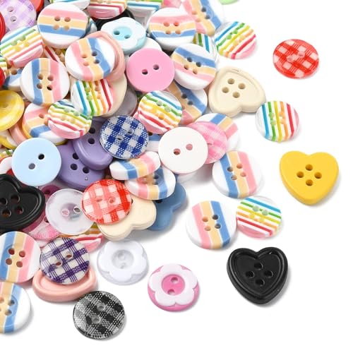 KitBeads Flache runde Herz-Blumenknöpfe mit 4 Löchern, buntes Regenbogen-Schottenkaro, Kunstharz-Knöpfe für Kleidung, Tasche, DIY, Scrapbooking, Nähen, Basteln, 200 Stück KitBeads Flache runde Herz-Blumenknöpfe mit 4 Löchern, buntes Regenbogen-Schottenkaro, Kunstharz-Knöpfe für Kleidung, Tasche, DIY, Scrapbooking, Nähen, Basteln, 200 Stück von KitBeads