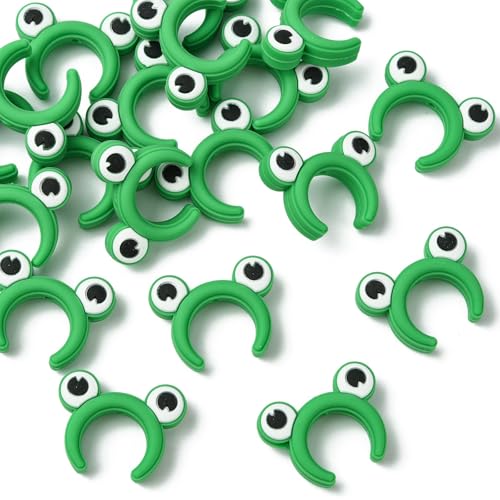 KitBeads Froschaugen-Silikonperlen, halbrund, grüne Tierperlen für Stifte, Schlüsselanhänger, Armbänder, Schlüsselbänder, Basteln, Großpackung, 20 Stück von KitBeads