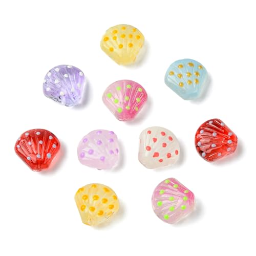 KitBeads Glasmuschelperlen, handgefertigt, für Sommer, Strand, gepunktet, Muschelperlen für Armbänder, Halsketten, Ohrringe, Schmuckherstellung, 14 Stück von KitBeads