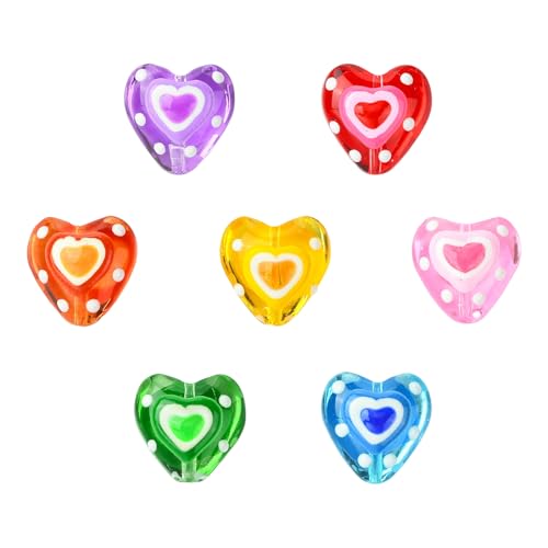 KitBeads Glasperlen in Herzform, 7 Stile, handbedruckt, gepunktet, mit Herzperlen, für Schmuckherstellung, Armbänder, Ohrringe, Halsketten, 14 Stück KitBeads Glasperlen in Herzform, 7 Stile, handbedruckt, gepunktet, mit Herzperlen, für Schmuckherstellung, Armbänder, Ohrringe, Halsketten, 14 Stück von KitBeads