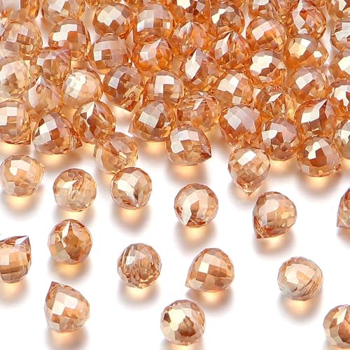 KitBeads Glasperlen in Tropfenform, rund, facettiert, Orange / Gold, für Schmuckherstellung, Handwerk, Armbänder, Ohrringe, Halsketten, 30 Stück KitBeads Glasperlen in Tropfenform, rund, facettiert, Orange / Gold, für Schmuckherstellung, Handwerk, Armbänder, Ohrringe, Halsketten, 30 Stück von KitBeads
