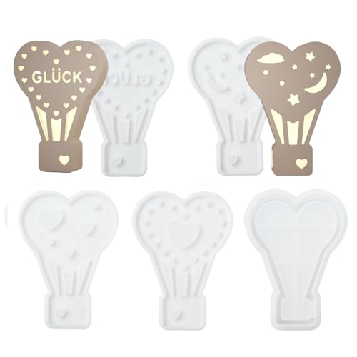 KitBeads Heißluftballon-Silikonformen, 3D-Herz-Ballon-Fondantformen für Heimdekoration, Epoxidharz, Wachs, Seife, Basteln, 5 Stück von KitBeads