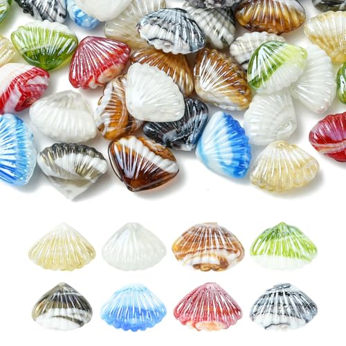 KitBeads Muschelförmige Glasperlen in 8 Farben, handgefertigt, Lampwork, Strandmuschelperlen für Schmuckherstellung, Halsketten, Armbänder, Ohrringe, 40 Stück KitBeads Muschelförmige Glasperlen in 8 Farben, handgefertigt, Lampwork, Strandmuschelperlen für Schmuckherstellung, Halsketten, Armbänder, Ohrringe, 40 Stück von KitBeads