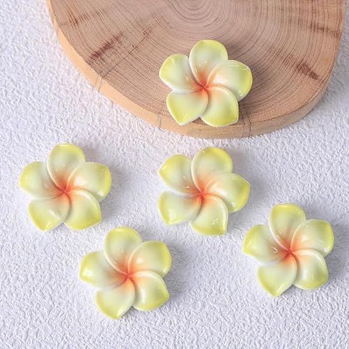 KitBeads Plumeria-Blumen-Cabochons aus Kunstharz, Sommer, tropisch, gelb, Hibiskus, Hawaii, flache Rückseite, für Bastelarbeiten, Scrapbooking, DIY, Handyhüllen-Dekoration, 70 Stück KitBeads Plumeria-Blumen-Cabochons aus Kunstharz, Sommer, tropisch, gelb, Hibiskus, Hawaii, flache Rückseite, für Bastelarbeiten, Scrapbooking, DIY, Handyhüllen-Dekoration, 70 Stück von KitBeads