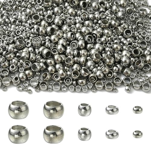 KitBeads Quetschperlen aus Edelstahl, 5 Größen, Klemmendstopper, runde Rondelle, Abstandshalter für Schmuckherstellung, Armbänder, Halsketten, 1256 Stück KitBeads Quetschperlen aus Edelstahl, 5 Größen, Klemmendstopper, runde Rondelle, Abstandshalter für Schmuckherstellung, Armbänder, Halsketten, 1256 Stück von KitBeads