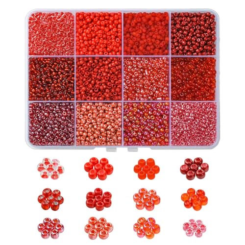 KitBeads Rocailles-Glasperlen, 3 mm, rund, burgunderrot, Pony-Perlen für Armbänder, Halsketten, Schmuckherstellung, Stifte, Haarflecht-Set, 6100 Stück von KitBeads