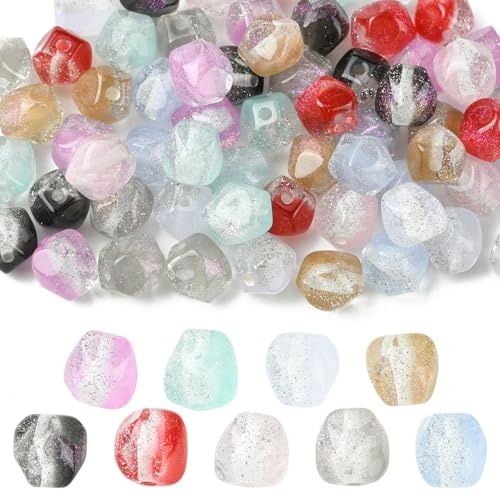 KitBeads Sechseckige facettierte Glitzer-Perlen aus Kunstharz, transparent, geometrisch, unregelmäßig, für Schmuckherstellung, Armbänder, Halsketten, Bastelarbeiten, 72 Stück KitBeads Sechseckige facettierte Glitzer-Perlen aus Kunstharz, transparent, geometrisch, unregelmäßig, für Schmuckherstellung, Armbänder, Halsketten, Bastelarbeiten, 72 Stück von KitBeads