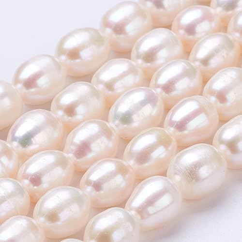 KitBeads Süßwasserperlenstränge, 6–7 mm, Reis, ovale Form, natürliche Zuchtperlen für Schmuckherstellung, DIY, Halsketten, Armbänder, Ohrringe, 35 Stück von KitBeads