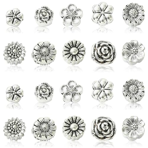 KitBeads Tibetische Blumen-Abstandshalter-Perlen, Antik-Sonnenblumen, Gänseblümchen, großes Loch, Metallperlen für europäische Armbänder, Schmuckherstellung, Handwerk, 40 Stück KitBeads Tibetische Blumen-Abstandshalter-Perlen, Antik-Sonnenblumen, Gänseblümchen, großes Loch, Metallperlen für europäische Armbänder, Schmuckherstellung, Handwerk, 40 Stück von KitBeads