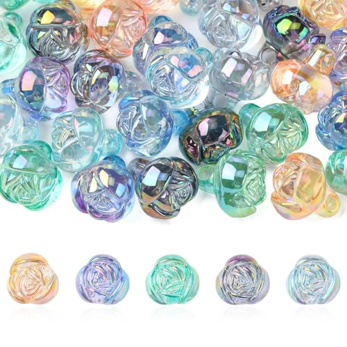 KitBeads Transparente Blumenperlen aus Acryl, Barock-Rose, AB-Farbe, Blumenperlen für Schmuckherstellung, Armbänder, Halsketten, Ohrringe, 30 Stück KitBeads Transparente Blumenperlen aus Acryl, Barock-Rose, AB-Farbe, Blumenperlen für Schmuckherstellung, Armbänder, Halsketten, Ohrringe, 30 Stück von KitBeads