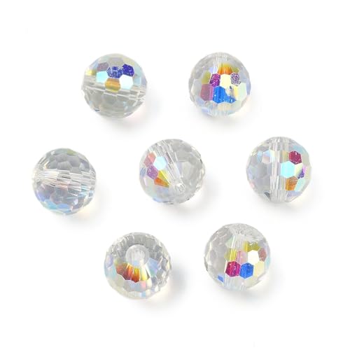 KitBeads Transparente facettierte Perlen, 10 mm, transparent, AB-Farbe, galvanisiert, runde Glasperlen zum Basteln, für Halsketten, Armbänder, Ohrringe, Schmuckherstellung, 100 Stück KitBeads Transparente facettierte Perlen, 10 mm, transparent, AB-Farbe, galvanisiert, runde Glasperlen zum Basteln, für Halsketten, Armbänder, Ohrringe, Schmuckherstellung, 100 Stück von KitBeads