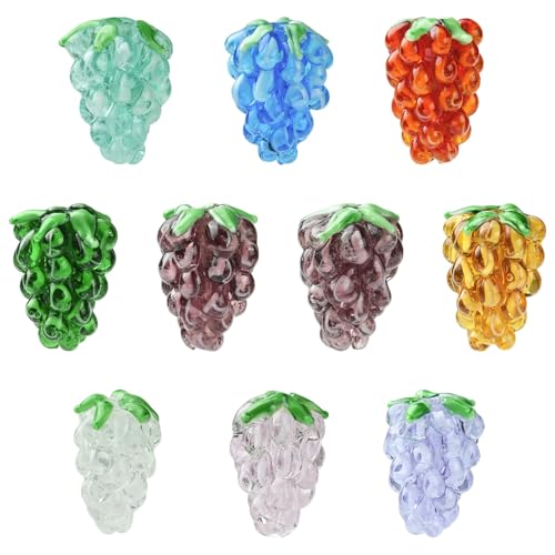 KitBeads Traubenglasperlen, handgefertigt, bunte 3D-Obstperlen für Schmuckherstellung, Halsketten, Armbänder, Ohrringe, Basteln, 10 Stück KitBeads Traubenglasperlen, handgefertigt, bunte 3D-Obstperlen für Schmuckherstellung, Halsketten, Armbänder, Ohrringe, Basteln, 10 Stück von KitBeads