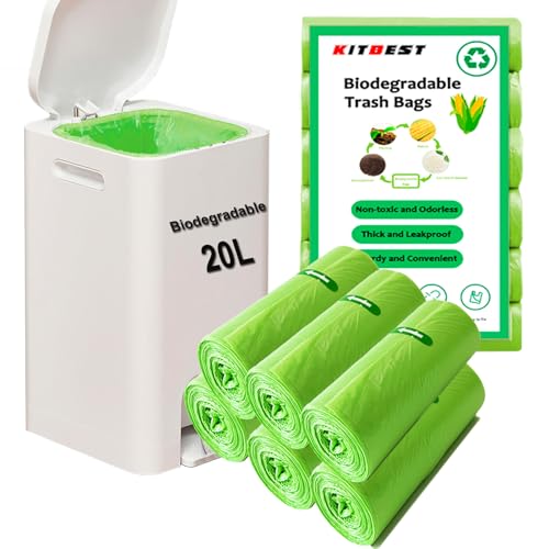 Biomüllbeutel 20 Liter x 120, KITBEST 5.2 gal Bio Müllbeutel 20L Biomülltüten Kompostierbare Müllbeutel Müllsack, Bio Beutel Küchen Lebensmittel Abfallbeutel für Küche, Büro, Wohnzimmer (50 x 60 cm) von Kitbest