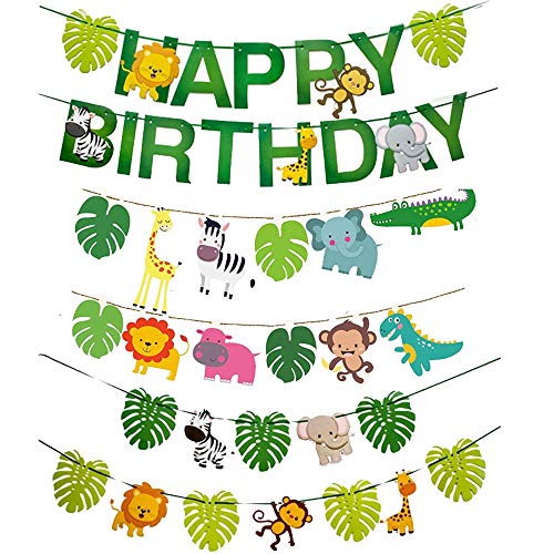 KtdaysB Dschungel-Geburtstag Party-Dekoration, Alles Gute zum Geburtstag Banner, Safari Jungle Animal Banner Früher Papier Girlande Girlande Set Waldthema Geburtstag Festival Party Dekoration KtdaysB Dschungel-Geburtstag Party-Dekoration, Alles Gute zum Geburtstag Banner, Safari Jungle Animal Banner Früher Papier Girlande Girlande Set Waldthema Geburtstag Festival Party Dekoration von Kitchen-dream