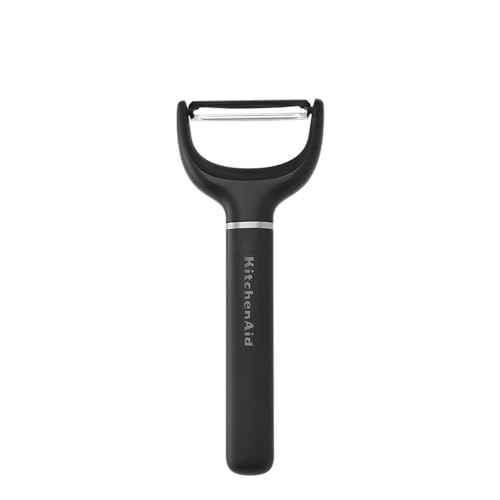 KitchenAid Premium Y Schäler Onyx Schwarz - Edelstahl Gerader Klinge Gemüse- & Obstschäler mit Schutzhülle - Langlebiger, ergonomischer Griff & Spülmaschinenfestes Küchenwerkzeug für den täglichen von KitchenAid