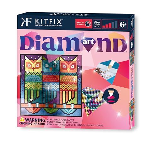 Kitfix - Diamond Art - Eule - Diamond Painting für Kinder ab 6-20 x 20 cm - für Mädchen, Jungen und Erwachsene - 2227 von Kitfix