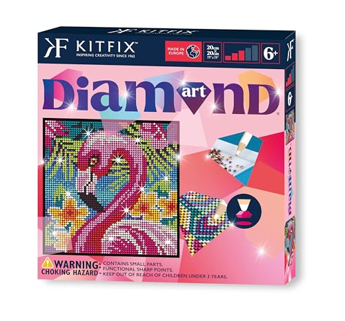 Kitfix - Diamond Art - Flamingo - Diamond Painting für Kinder ab 6-20 x 20 cm - für Mädchen, Jungen und Erwachsene - 2027 von Kitfix