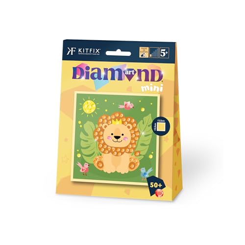 Kitfix - Diamond Art Mini - Kleiner Löwe - Große Diamanten - Diamond Painting für Kinder ab 5+ - 12,5x12,5cm Design - für Mädchen und Jungs - 2503 Kitfix - Diamond Art Mini - Kleiner Löwe - Große Diamanten - Diamond Painting für Kinder ab 5+ - 12,5x12,5cm Design - für Mädchen und Jungs - 2503 von Kitfix