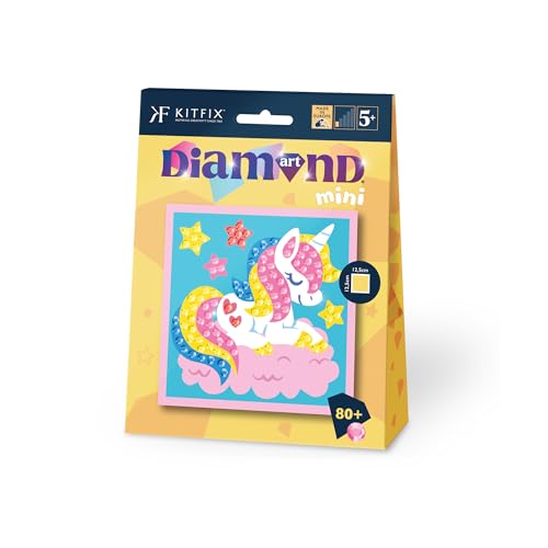 Kitfix - Diamond Art Mini - Schlafendes Einhorn - Große Diamanten - Diamond Painting für Kinder ab 5+ - 12,5x12,5cm Design - für Mädchen und Jungs - 2509 Kitfix - Diamond Art Mini - Schlafendes Einhorn - Große Diamanten - Diamond Painting für Kinder ab 5+ - 12,5x12,5cm Design - für Mädchen und Jungs - 2509 von Kitfix