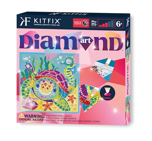 Kitfix - Diamond Art - Schildkröte - Diamond Painting für Kinder ab 6-20 x 20 cm - für Mädchen, Jungen und Erwachsene - 2406 von Kitfix