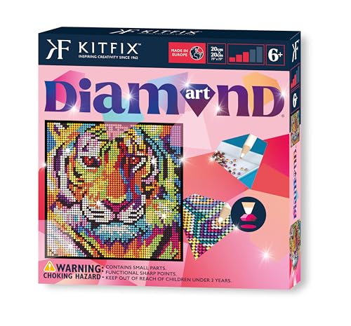 Kitfix - Diamond Art - Tiger - Diamond Painting für Kinder ab 6-20 x 20 cm - für Mädchen, Jungen und Erwachsene - 2023 von Kitfix