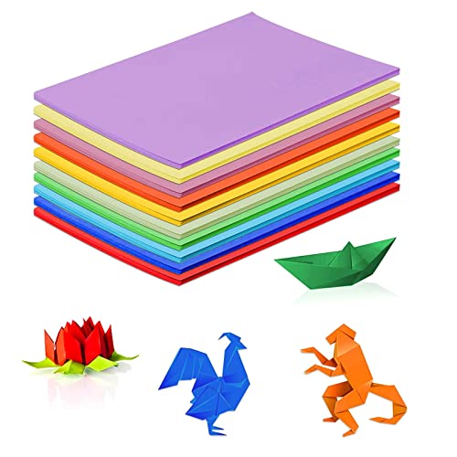 10 Farben, 100 Blatt, farbiges Papier, A4, 70 g, handgefertigtes Origami-Papier, Pastellpapier, Karton, Farbkopierpapier für verschiedene Drucker, Skizzen und Schneidenpapier, bunte Projekte (A4) von Kitnish